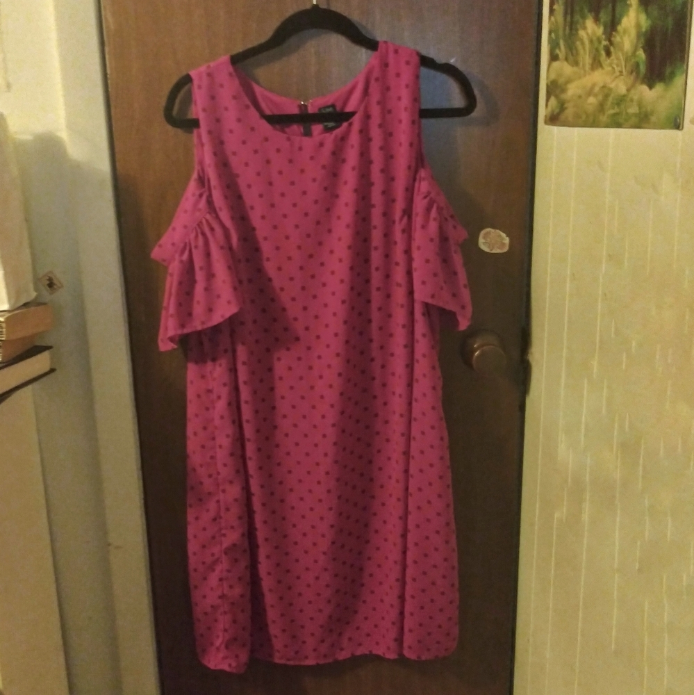 City Streets Hot Pink Cold-Shoulder Dress 18W